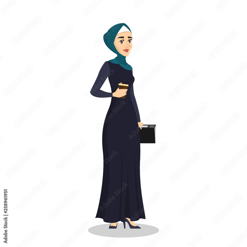 Arab business woman. Lady in a hijab standing Arab business woman. Lady in a hijab standing