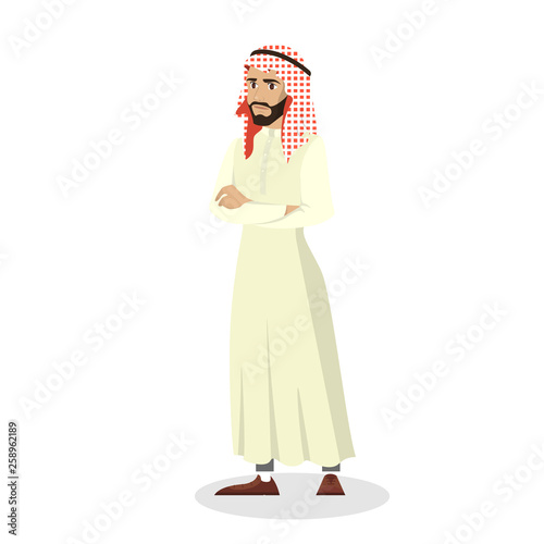Arab businessman standing with crossed arms in national