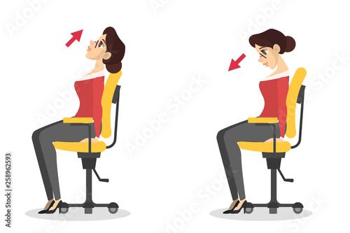Woman doing exercise for neck stretch in office