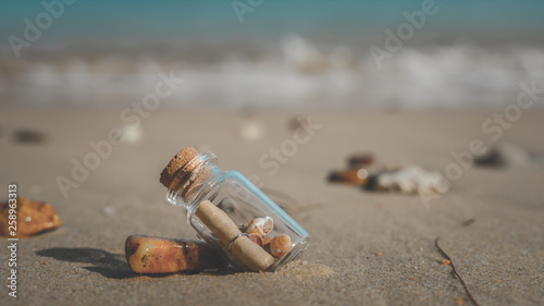 Message In Bottle With Sea Beach