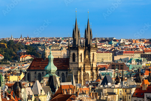 Skyline of Prague with tyn church