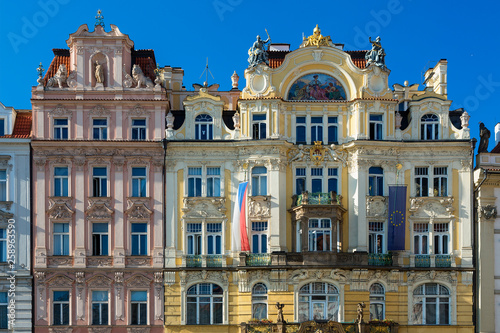 Prague, Art Nouveau buildings lining the Old Town