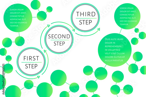 Futuristic Infographic template with 4 options (steps) and place for text. Medicine, science, pharmacology innovation concept for report, banner, business presentation. Vector EPS 10 illustration