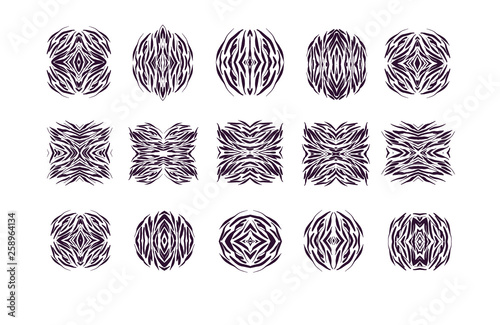 Set of design elements hand drawn . Vector monochrome illustration for card design.