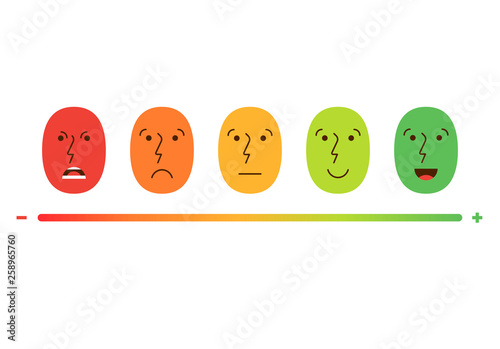 Satisfaction Rating. Set of Feedback Icons in form of emotions. Excellent, good, normal, bad, awful. Vector illustration.