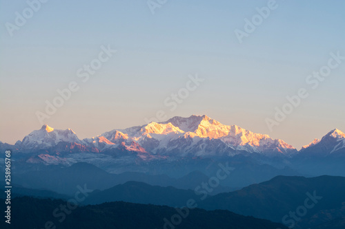 Kanchenjunga Range in Himalayas, landscape photography taken in the morning © pomiti