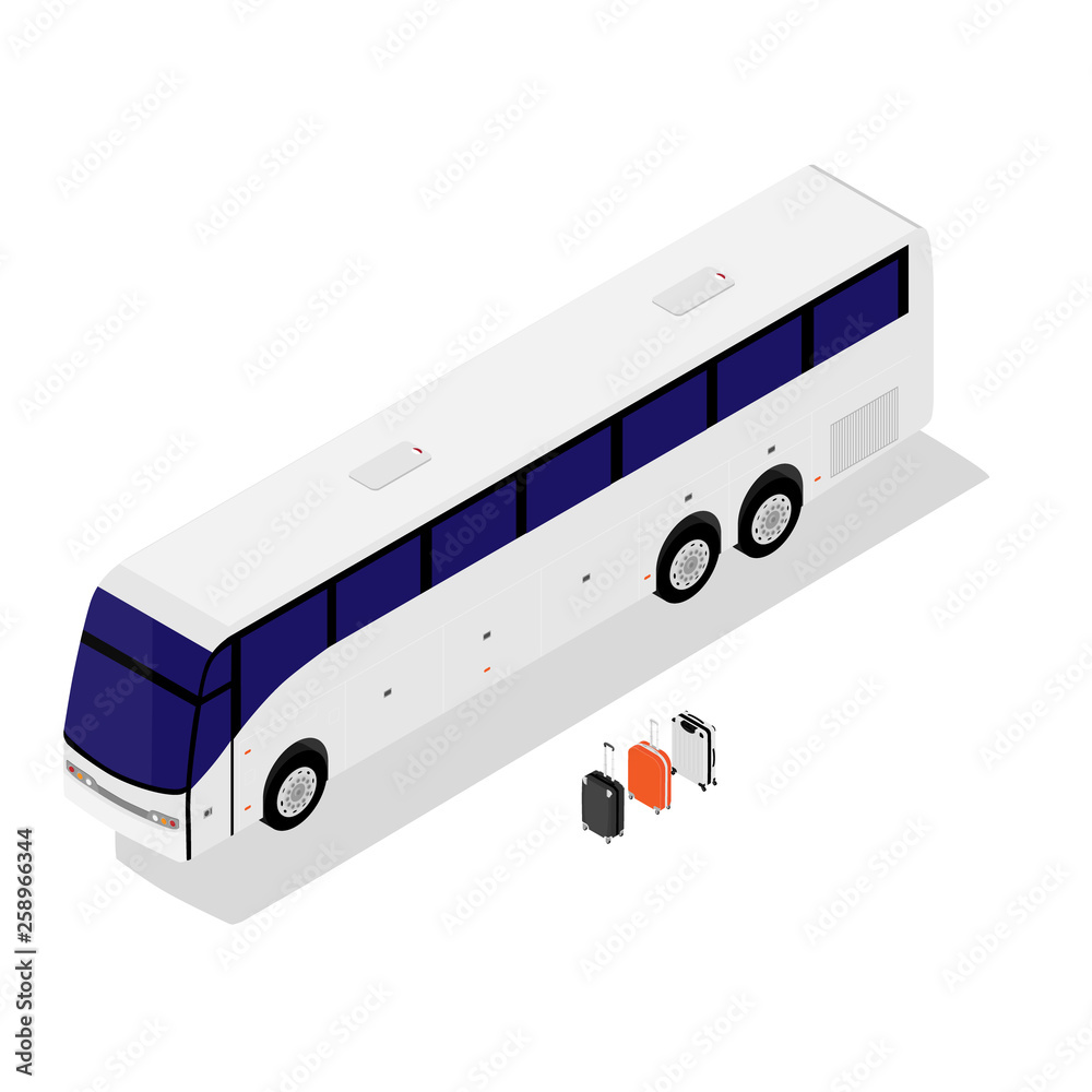 Isometric white bus isolated on white background. Isometric white bus isolated on white background.