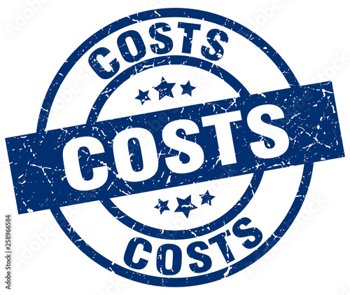 costs blue round grunge stamp