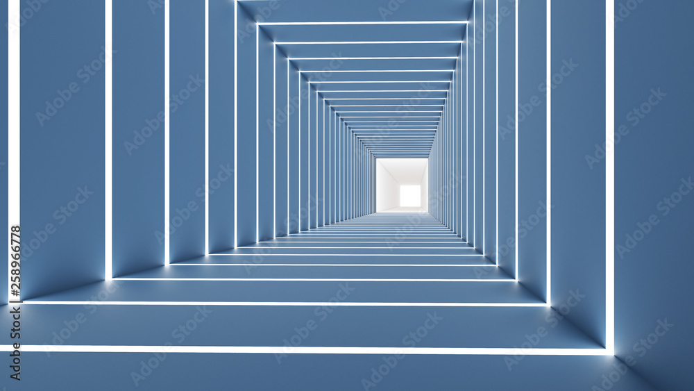Fototapeta premium 3d render prostokąta, streszczenie w tle, niebieski i jasny dźwięk