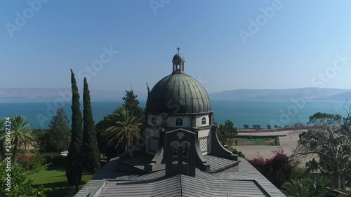 Mount of Beatitudes. The Sea of ​​Galilee, the place where Jesus walk on the water. A holy place for Christians. Israel.