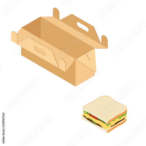 Paper lunch box and sandwich