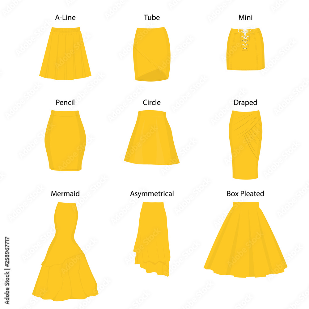 Set of different types of skirts. Stock Vector Adobe Stock