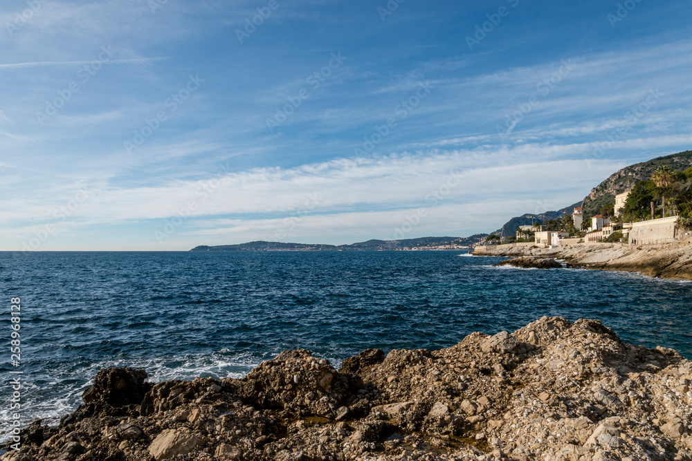 Seacoast of Cap d’Ail in a sunny winter day