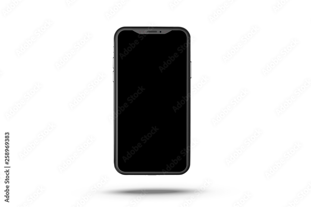 New smartphone. Phone Isolated on white background. Cell phone with touchscreen. Black modern realistic phone. Mockup phone in EPS 10 file. New smartphone. Phone Isolated on white background. Cell phone with touchscreen. Black modern realistic phone. Mockup phone in EPS 10 file.