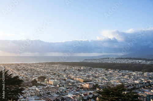 Photography View of Sunset District and the Pacific Ocean in San Francisco