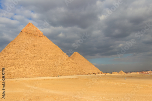 Giza pyramid complex on the Giza Plateau, on the outskirts of Cairo, Egypt
