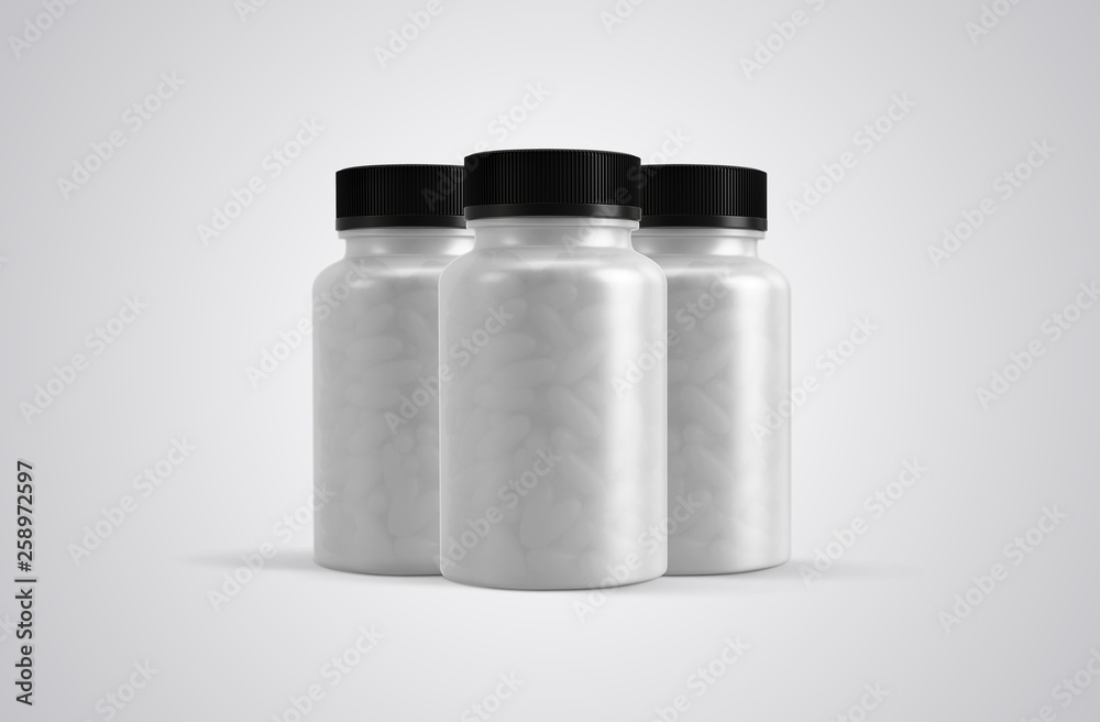 Pills or supplement capsules clear bottle Pills or supplement capsules clear bottle
