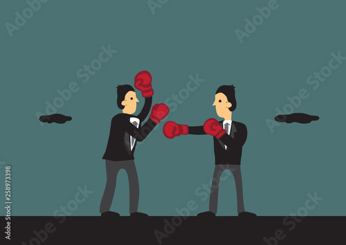 Boxing Businessmen Vector Cartoon Illustration