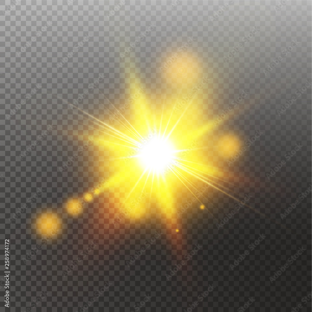 Vector transparent sunlight special lens flare light effect. Sun isolated on transparent background. Glow light effect Vector transparent sunlight special lens flare light effect. Sun isolated on transparent background. Glow light effect