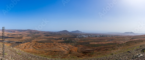Spain, Lanzarote, XXL panorama of beautiful volcanic nature landscape