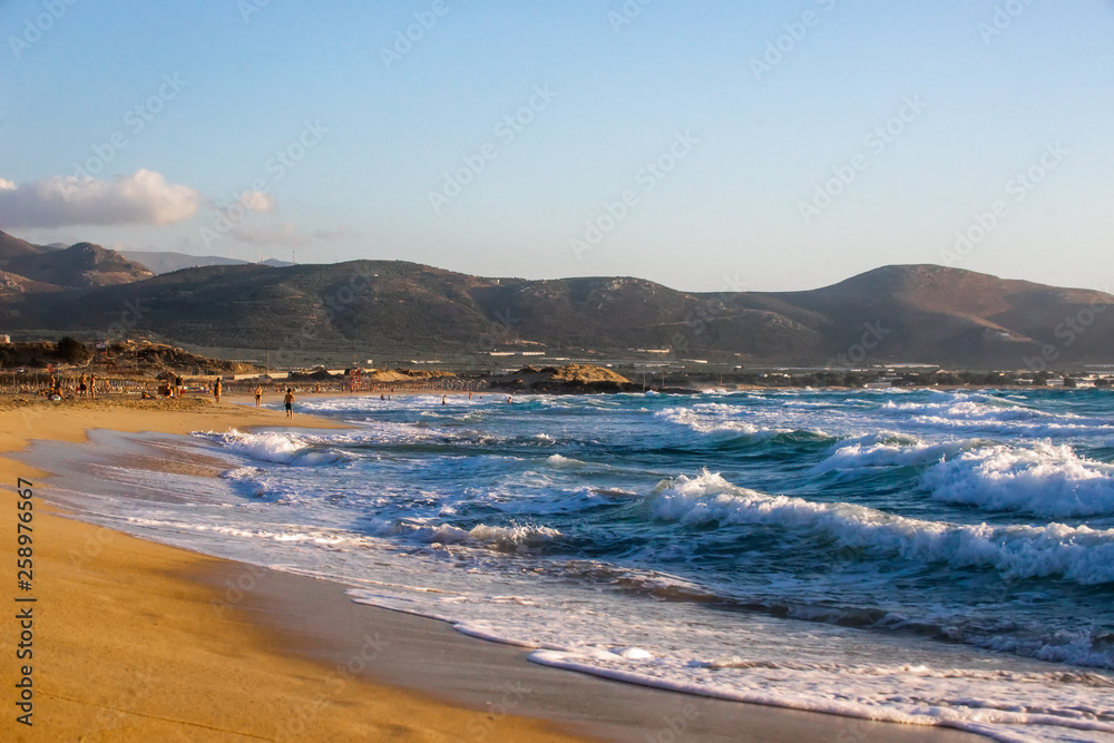 Waves on the beach of Falasarne, Greece, Crete