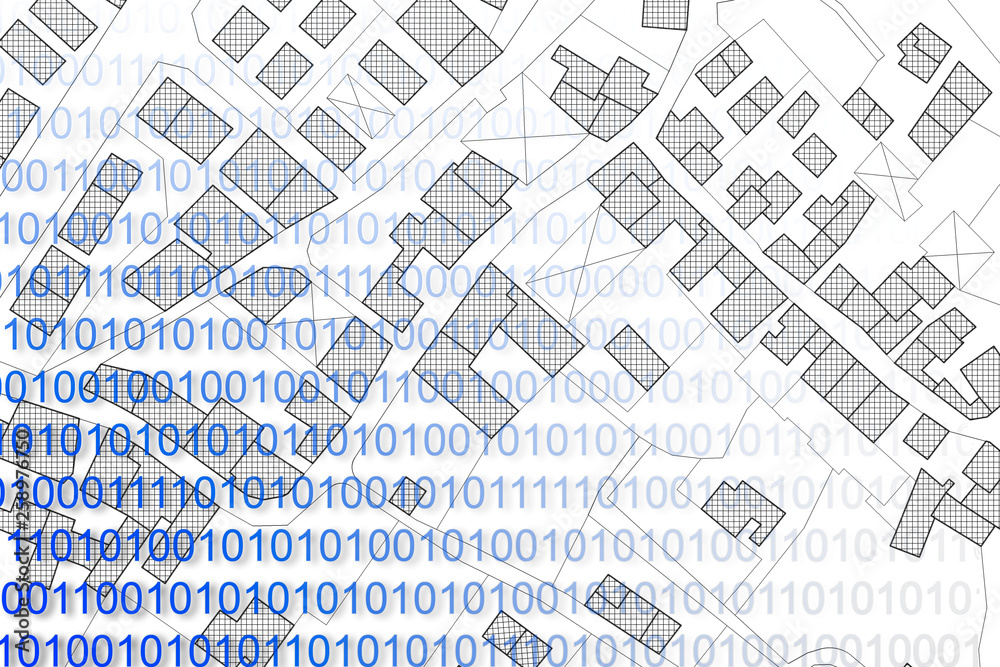 Obraz premium Computerized land registries - concept image with an imaginary cadastral map of territory with