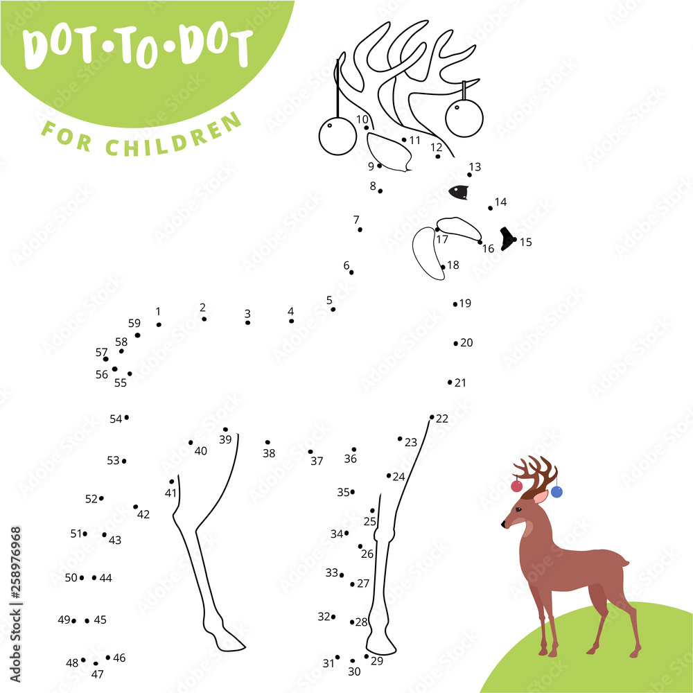 Connect the dots to draw the animal educational game for children roe ...