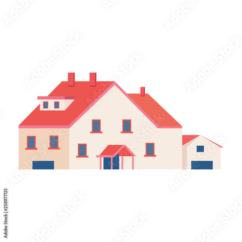 College campus for students or university building. Student house entrance vector illustration