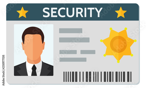 Flat Style Vector Illustration of Security Staff ID Card Template