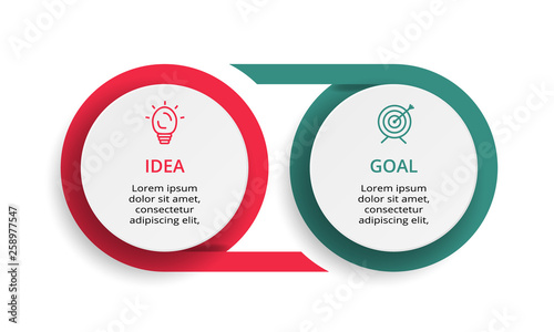 Infographic design vector and marketing icons for diagram, graph, presentation and round chart. Concept with 2 options