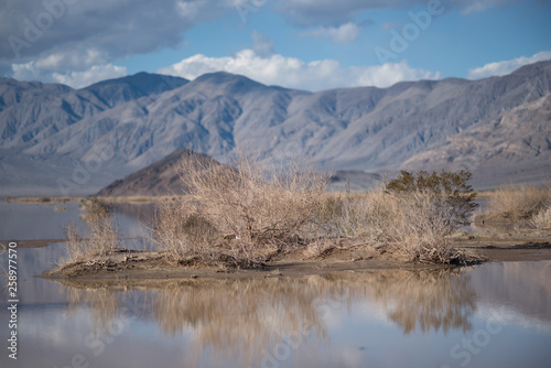 Panamint mountains and flooded lake bed, Death Valley.