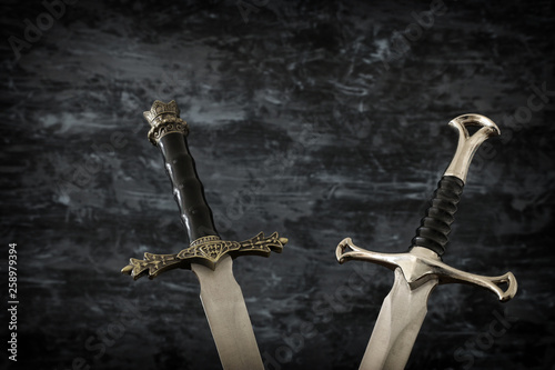 low key banner of silver sword. fantasy medieval period