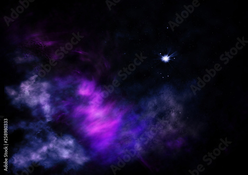 Star field in space and a nebulae. 3D rendering