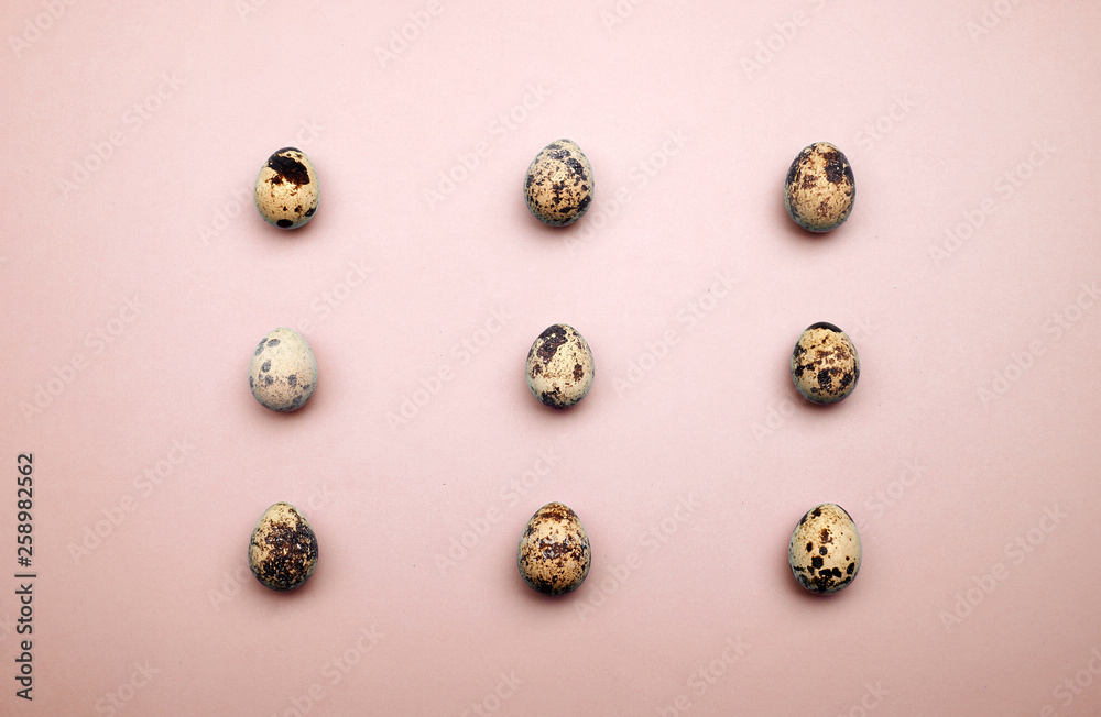 Easter eggs flat lay pattern on pastel background. Minimal concept