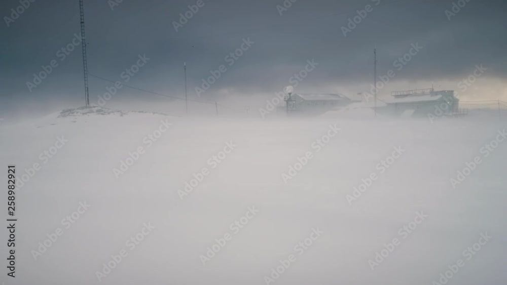 Antarctic Blizzard North Polar Station Camera View. Harsh Antarctica Climate Environment Vernadsky Base Overview. Snow Arctic Continent Landscape Nature Scene Concept Shot Footage 4K (UHD) Antarctic Blizzard North Polar Station Camera View. Harsh Antarctica Climate Environment Vernadsky Base Overview. Snow Arctic Continent Landscape Nature Scene Concept Shot Footage 4K (UHD)