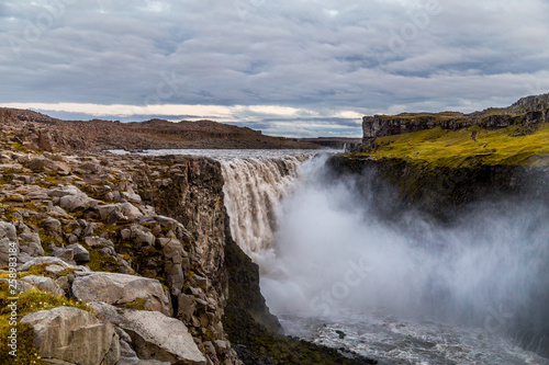 A view of Dettifoss, one of the most powerful waterfalls in Iceland, Europe