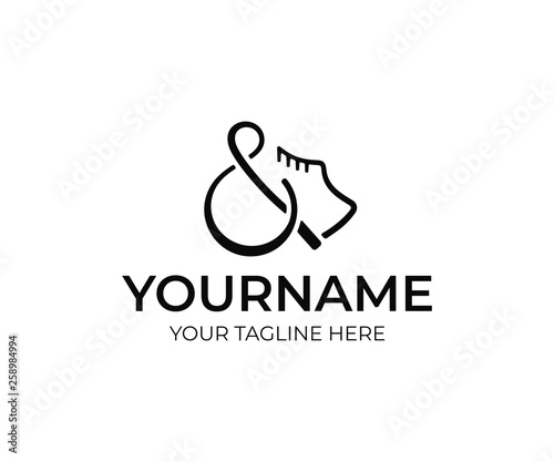 Boots and ampersand logo design. Footwear shop vector design. Shoes logotype