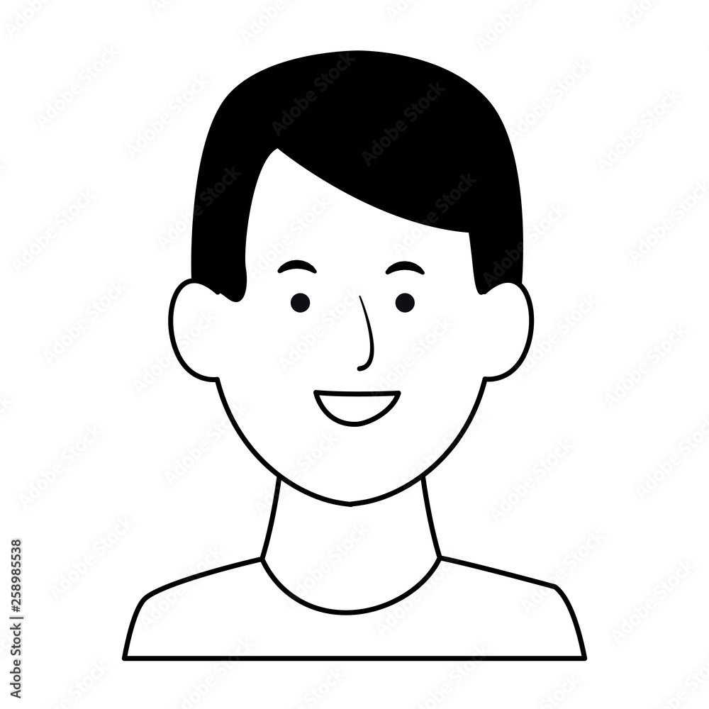 Boy smiling with ball cartoon in black and white Boy smiling with ball cartoon in black and white