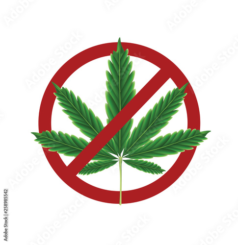 Marijuana prohibited sign. vector illustration