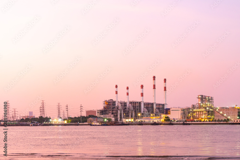 Power plant during the evening