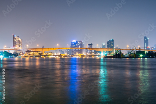 Bridge over river in Bangkok city.