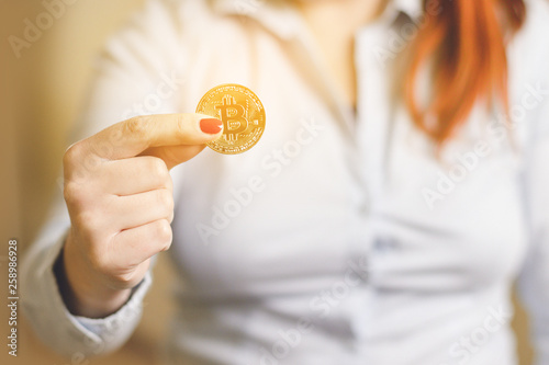 Cryptocurrency golden bitcoin coin.