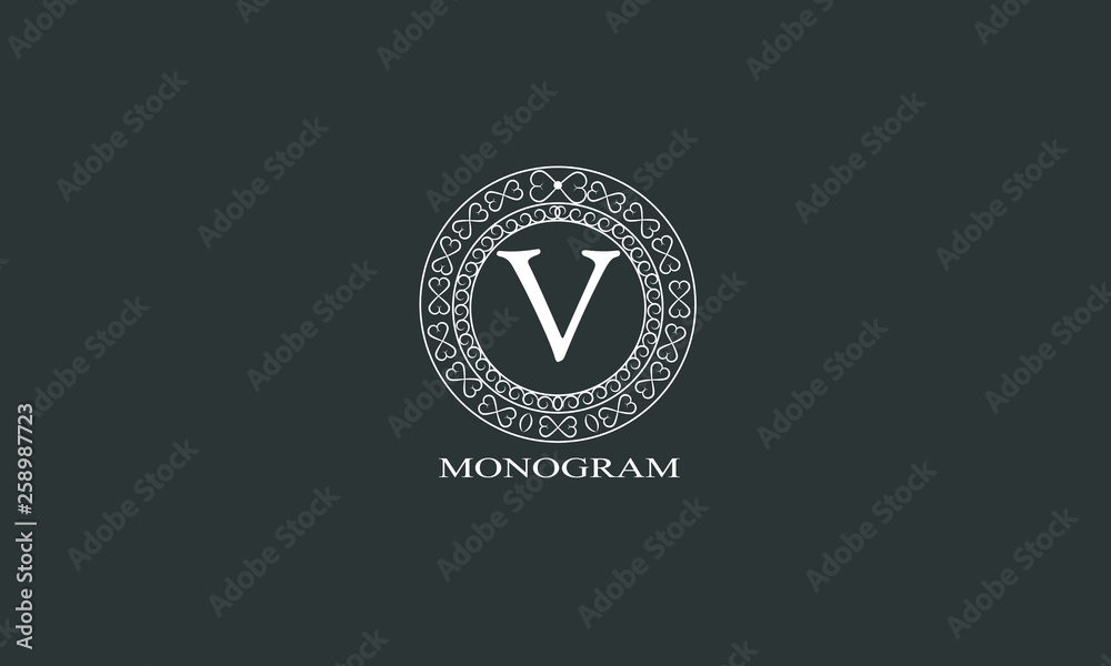 Decorative monogram with calligraphic letter, letter. Identification design for a cafe, shop, office, restaurant, boutique, hotels, heraldry, fashion, etc. Vector illustration Decorative monogram with calligraphic letter, letter. Identification design for a cafe, shop, office, restaurant, boutique, hotels, heraldry, fashion, etc. Vector illustration