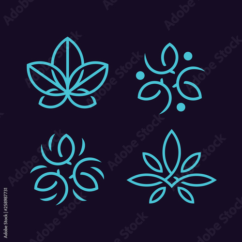 Modern professional logo ornaments set in blue theme photo