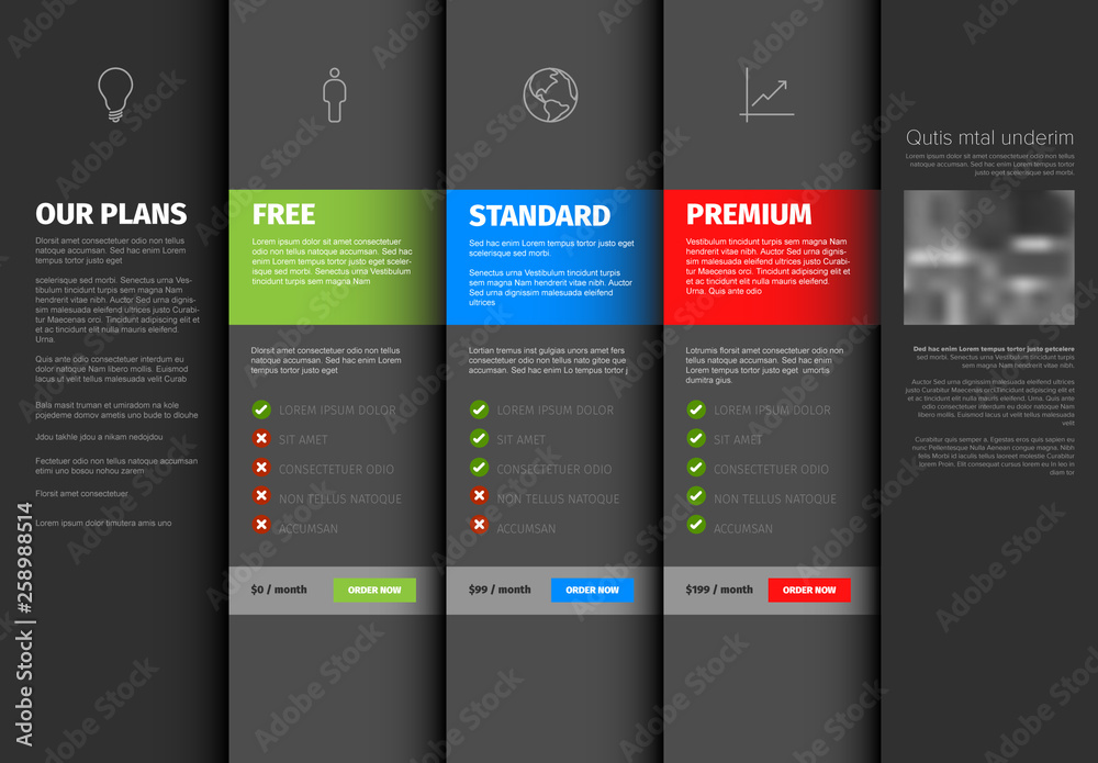 Price Table Layout with Overlapping Cards Stock Template | Adobe Stock
