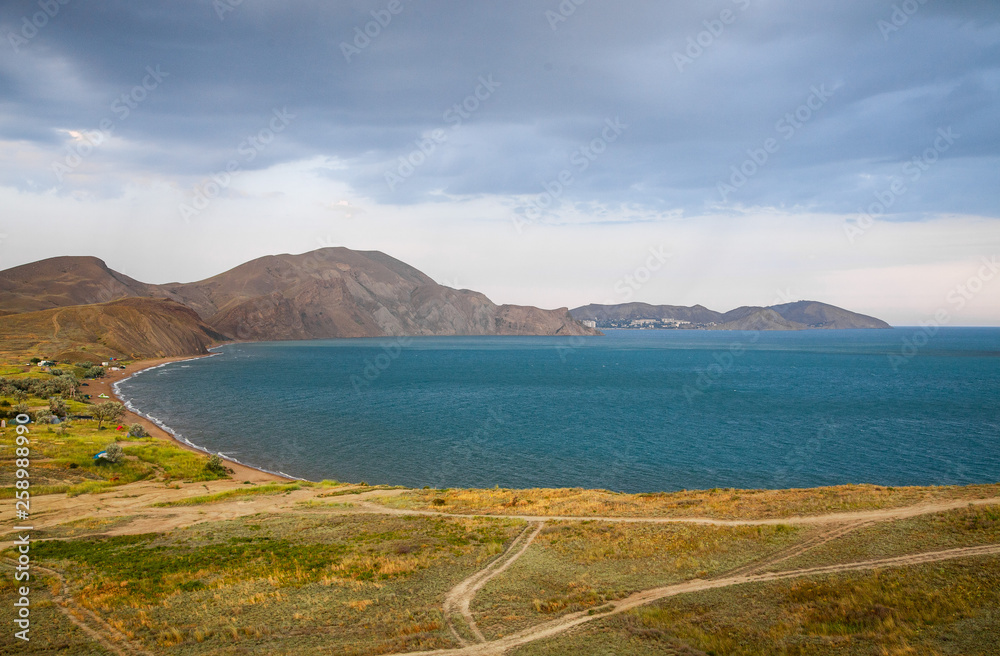 Fototapeta premium Beautiful seascape at sunset. Sunset in the Bay of Koktebel.