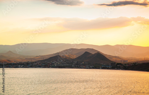 Beautiful seascape at sunset. Sunset in the Bay of Koktebel.