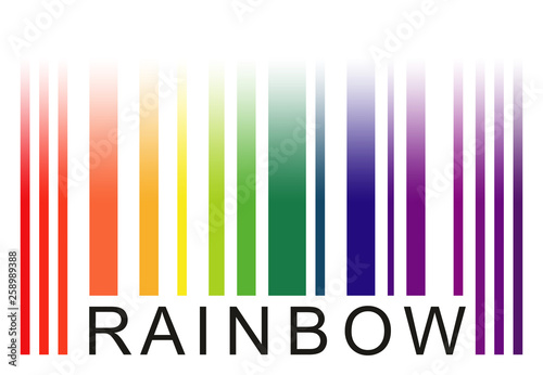 To simulate bar code words-rainbow  gradient  isolated on white.