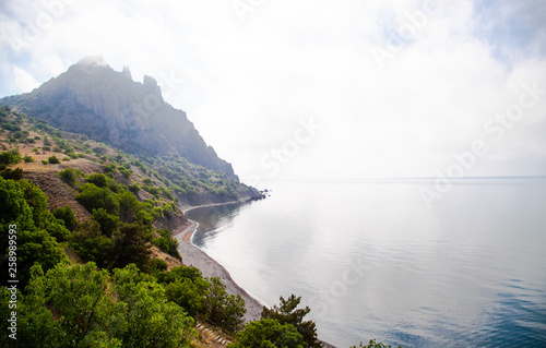 Karadag nature reserve in Crimea. The landscape of the natural reserve.