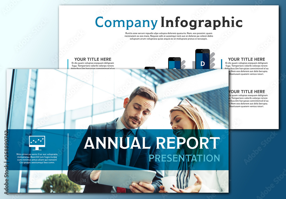 Annual Report Presentation with Blue Accents Stock Template | Adobe Stock